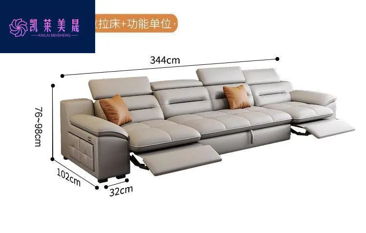 Multi-purpose leather high-end home living room electric light luxury sofa modern minimalist sofa