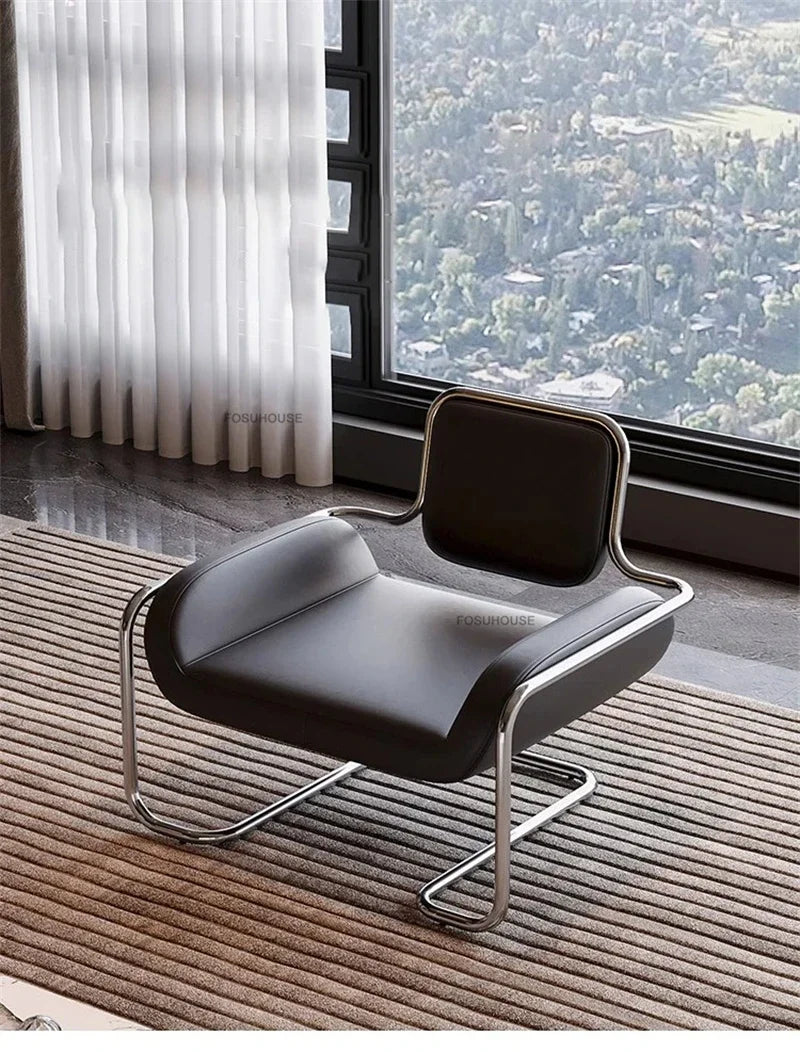 Stainless Steel Designer Armchair Recliner Sofa Modern Nordic Leisure Furniture Contemporary Living Room Balcony Seating