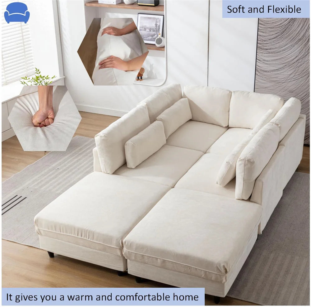 Set Extra Large L U Shaped Couch 6 Seaters with Reversible Chaise Manufacturer Oversized Modular Sectional Fabric Sofa