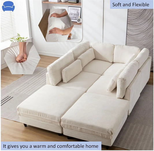Set Extra Large L U Shaped Couch 6 Seaters with Reversible Chaise Manufacturer Oversized Modular Sectional Fabric Sofa