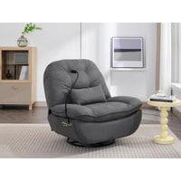 Power Recliner Swivel Glider with USB Charger and Bluetooth Music Player for Gaming, Working, and Leisure - Grey