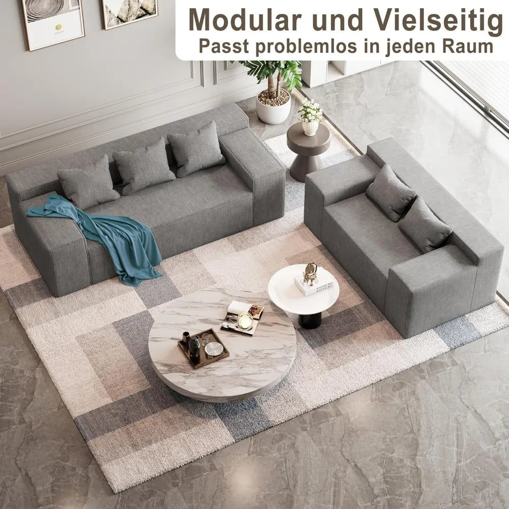 Modular Sectional Sofa, Corduroy Lounge Sofa with Movable Cushions, Modular Couch for  Living Room, Bedroom, Apartment