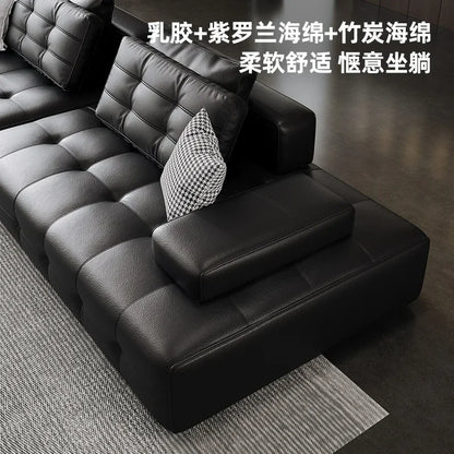 Italian minimalist first-layer cowhide sofa villa living room large apartment high-end all-leather Lawrence sofa