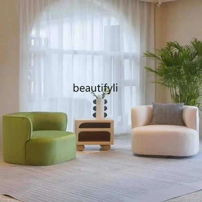 Nordic Light Luxury Cream Style Single Lambswool Couch Home Living Room Bedroom Couch Designer Chair