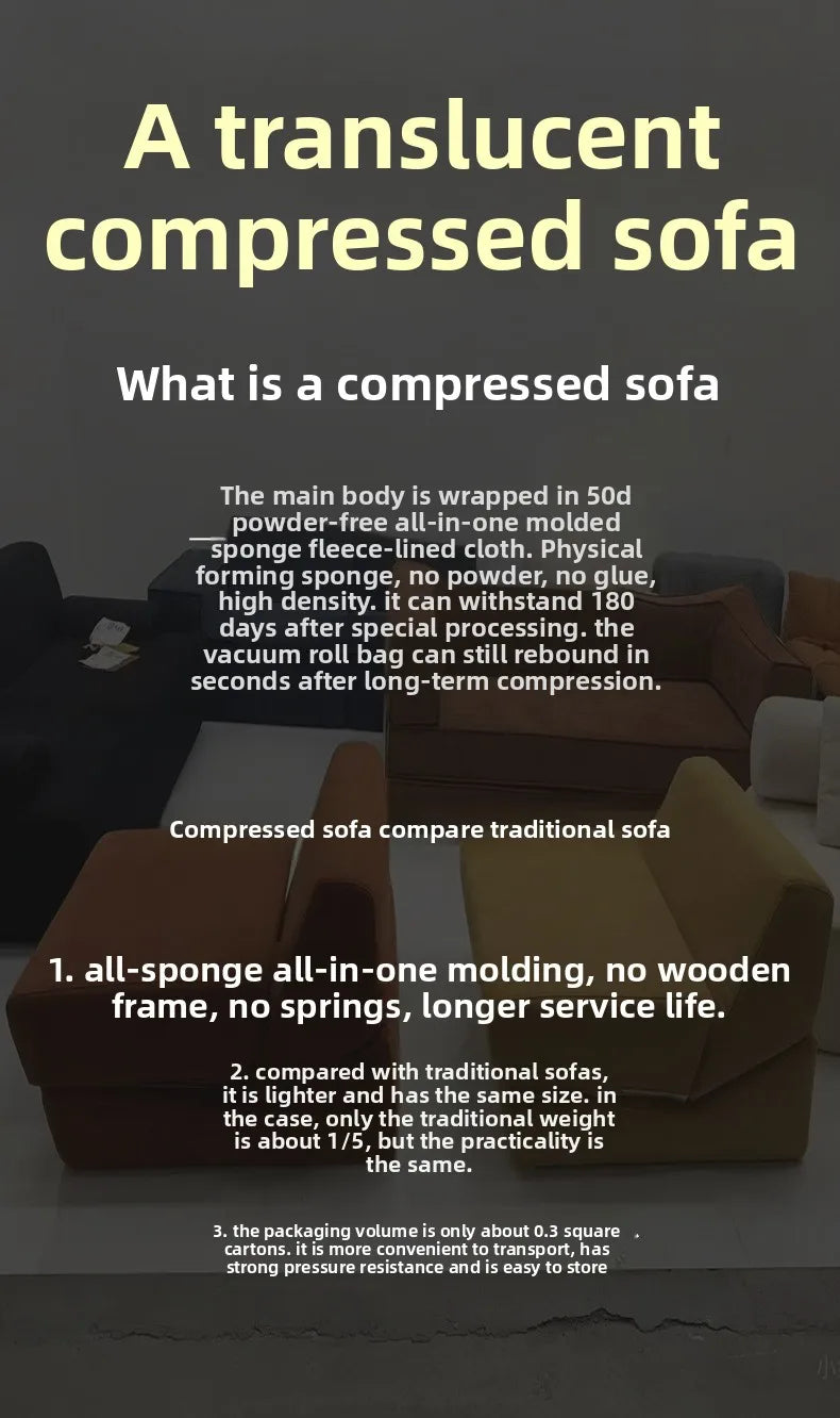 Italian Luxury Modular Sofa Vacuum Compressed Tufted Lazy Sofa Bread Design for Living Room