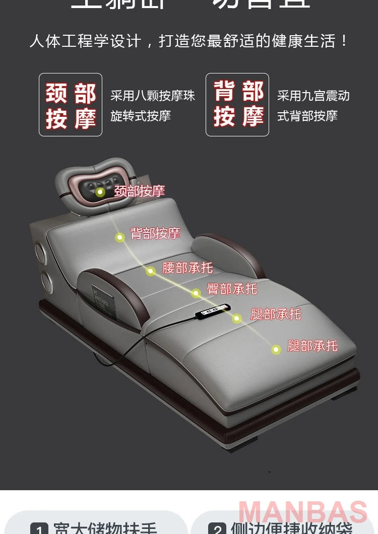 A38 Italy Genuine Leather Sectional Sofa with Bluetooth Speaker,Functional Headrest,Massage Chaise | L Shape Corner Couch