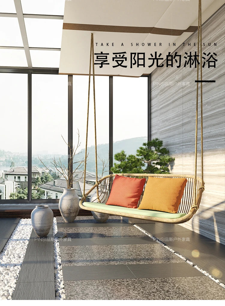 MJY hanging basket rattan chair single double swing sofa indoor cradle ceiling rattan chair