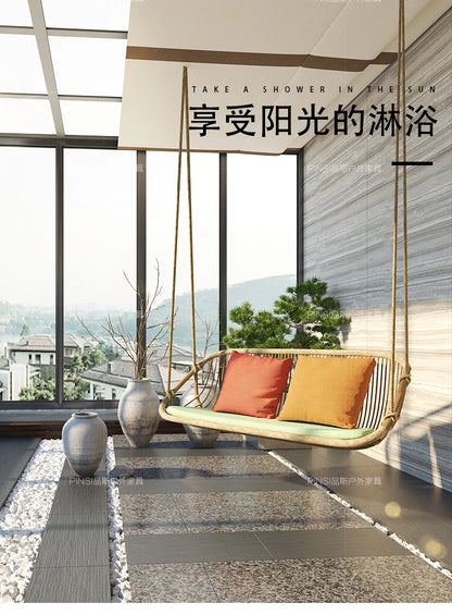 MJY hanging basket rattan chair single double swing sofa indoor cradle ceiling rattan chair