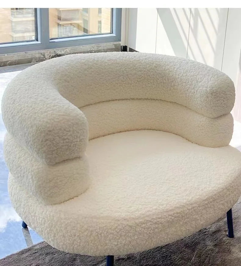 Internet celebrity backrest sofa lamb wool lazy sofa chair living room bedroom cloakroom casual makeup chair dresser chair