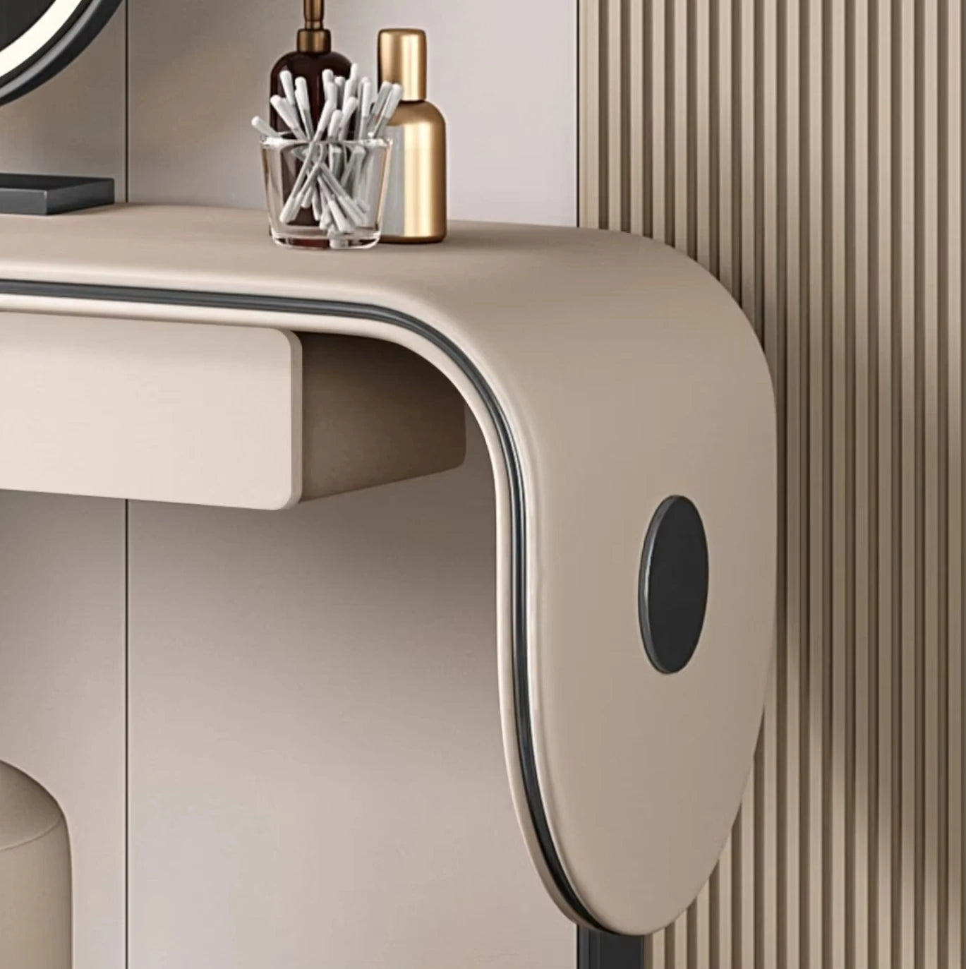 Custom Light Luxury Bedroom Furniture High Quality Wooden Dressing Table Set Smart LED Makeup Mirror Vanity Table with Drawers