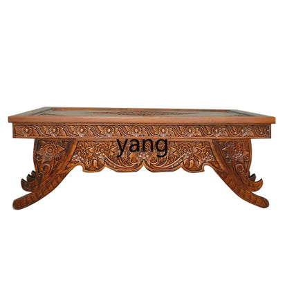 Solid wood carving flower coffee table ancient and modern log furniture old elm coffee table