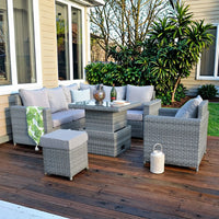 Factory Direct Sell Garden Corner Set Modern Wide Rattan Furniture Outdoor Lounge Sofa Set with Lift Table
