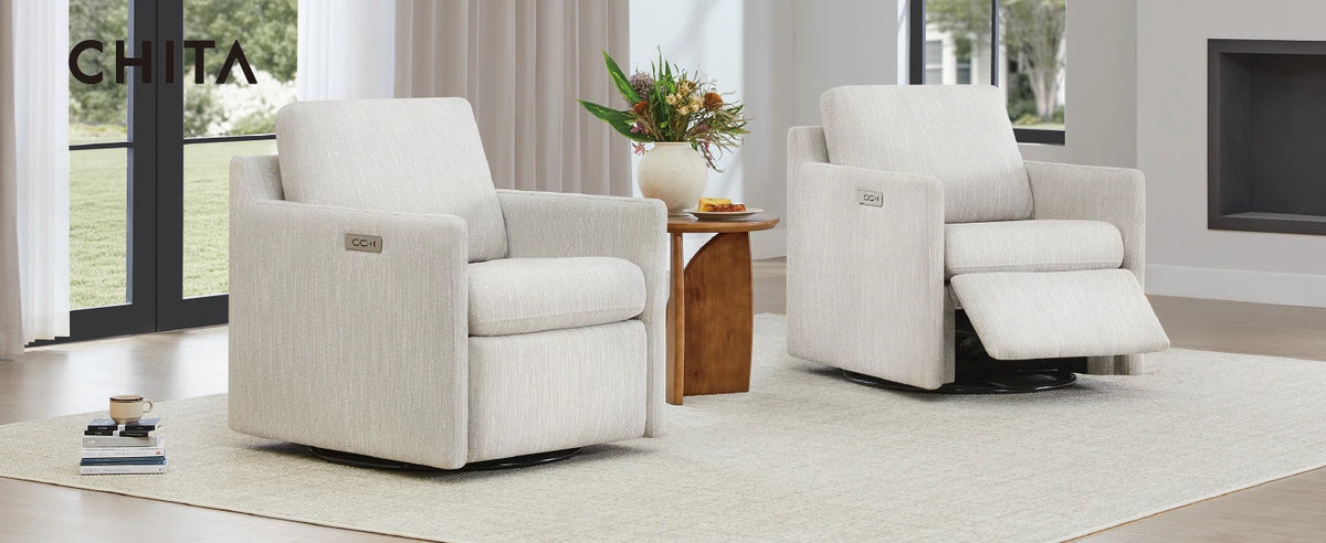 Swivel Accent Chair with Electric Footrests, Living Room Sofa Chair with Power Motor, USB and Type-C Ports, Cream