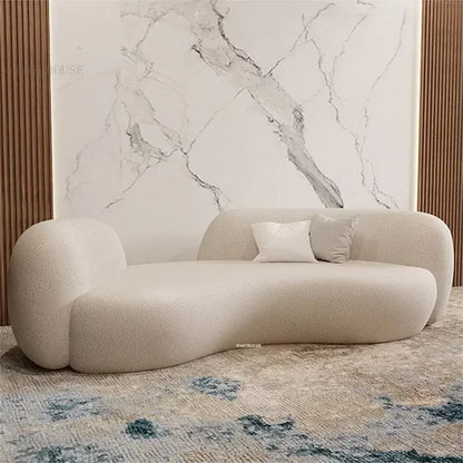 Nordic Simple Fabric Curved Living Room Sofas for Home Furniture Modern Luxury Lambswool Sofa Clothing Store Creative Sofa w