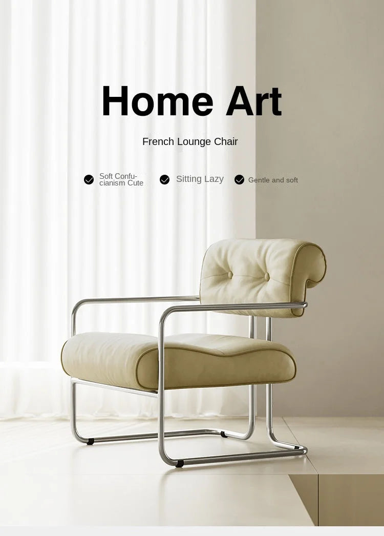 MOMO Antique Style Sofa Chair Living Room Designer Simple Single Chair Hotel Club Bauhaus Negotiation Stainless Steel Chair