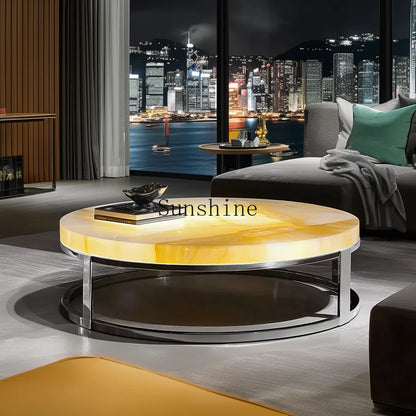 French square luminous marble simple coffee table