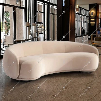 Custom Tufted Curved Sectional Sofa Set Individual Matrimonial Furniture for Hotels Wood Stylish Sofa Bed for Hall Sofas