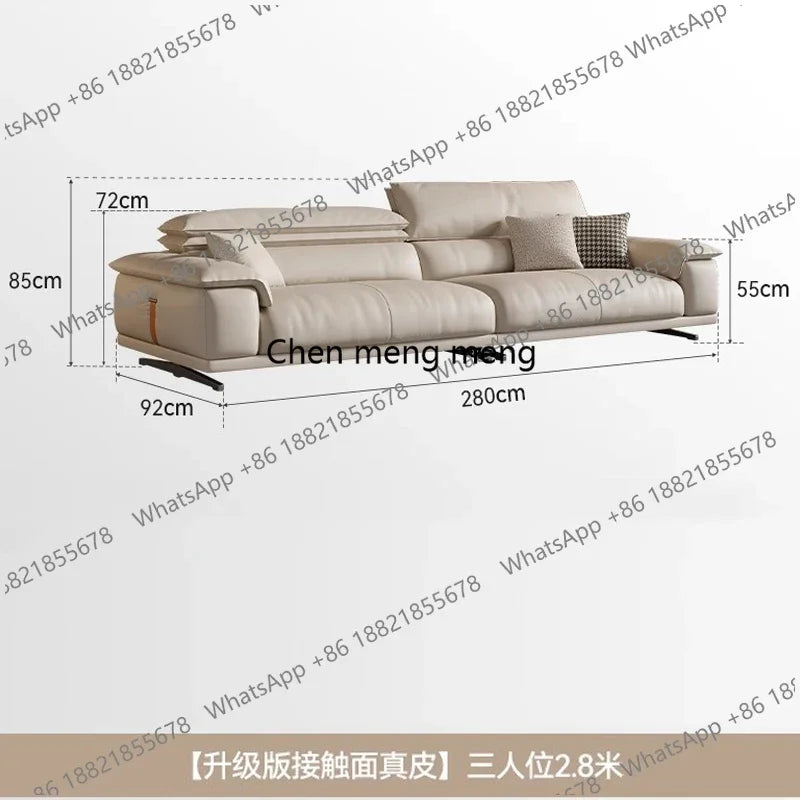 H Genuine Leather Italian Living Room Sofa Luxury Lounge Designer Minimalist Sofas Modern Family Muebles Furniture Decoration