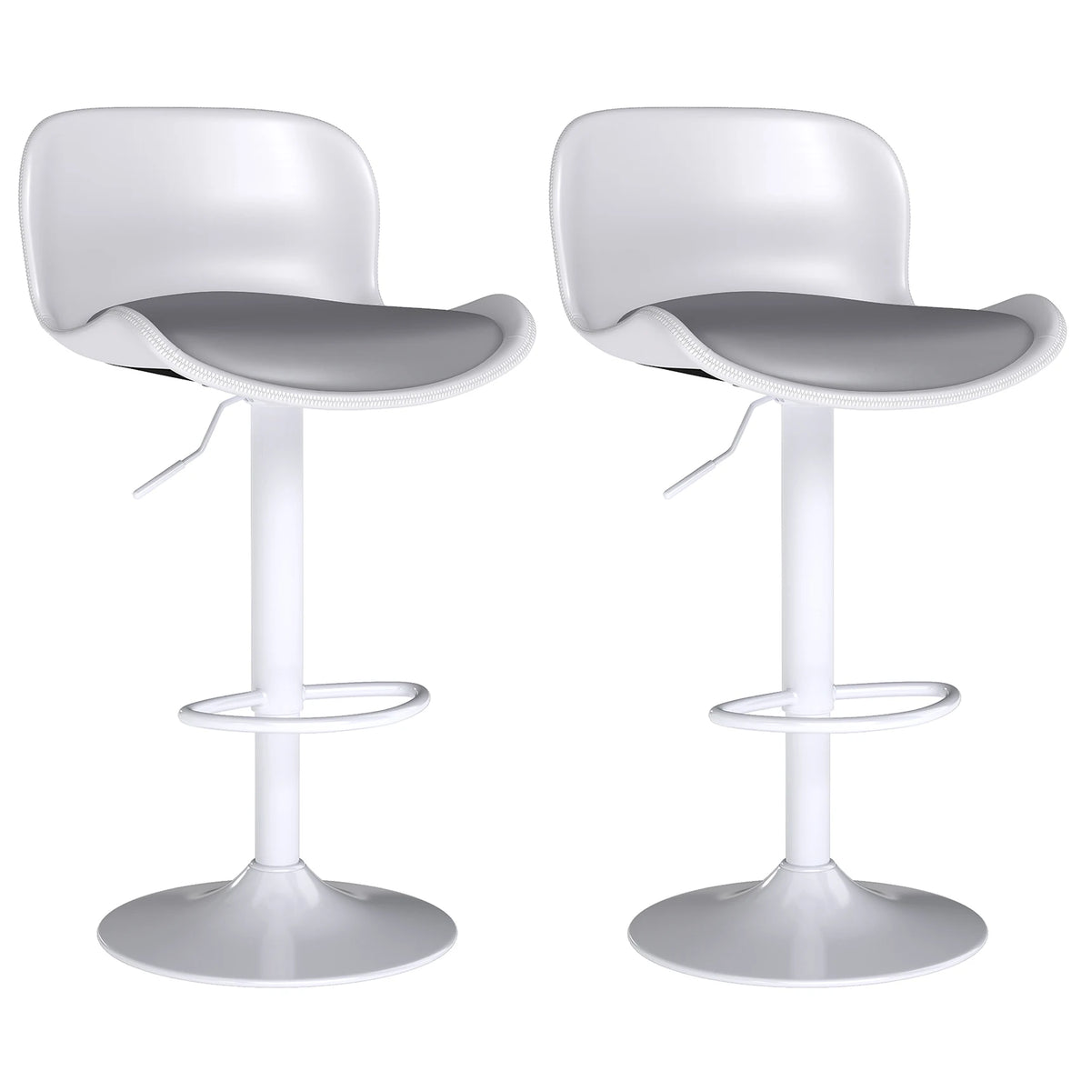 Set of 2 Adjustable PU Leather Swivel Bar Stools with Backrest for Kitchen Counter, Dining, and Bar, Black