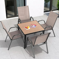 Garden Chairs Set Of 4, Easily Set Up Stackable Outdoor Dining Chairs With High Back And Wide Seat, All Weather Breathable