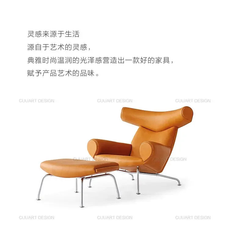 QQSingle light luxury sofa chair minimalist leather balcony living room lounge chair