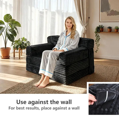 Sofa Bed,Convertible Sofa Bed with Armrest Foldable Sleeper Chair, Portable Folding 4in1 Floor Sofa with Convertible Lounge Chai