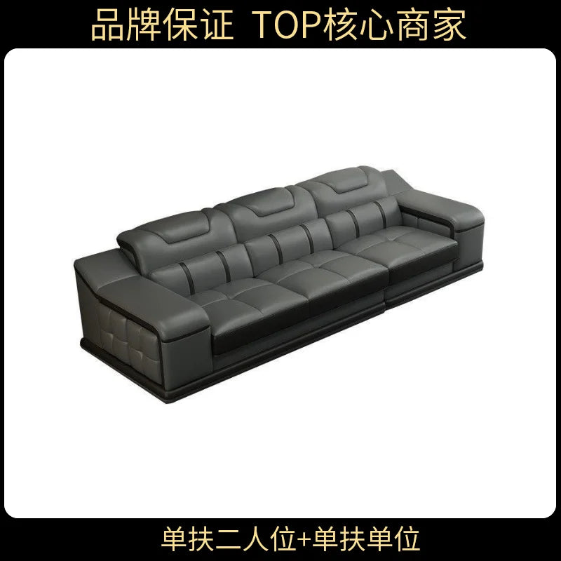 Genuine Leather Luxury Sofas Italian Minimalist Living Room Apartment Sofas Comfortable Straight Chaises De Salon Furnitures