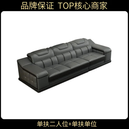 Genuine Leather Luxury Sofas Italian Minimalist Living Room Apartment Sofas Comfortable Straight Chaises De Salon Furnitures