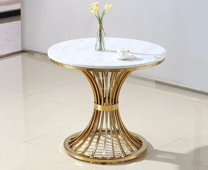 Nordic Minimalist Marble Coffee Tables Light Luxury Living Room Side Table Golden Iron Round Coffee Table Modern Home Furniture