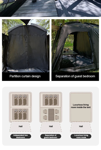 Large 8-12 P Family Camping Tent Waterproof Double Layer 2 Room Spacious Cabin Tent with Rainfly Outdoor Portable Beach Fishing