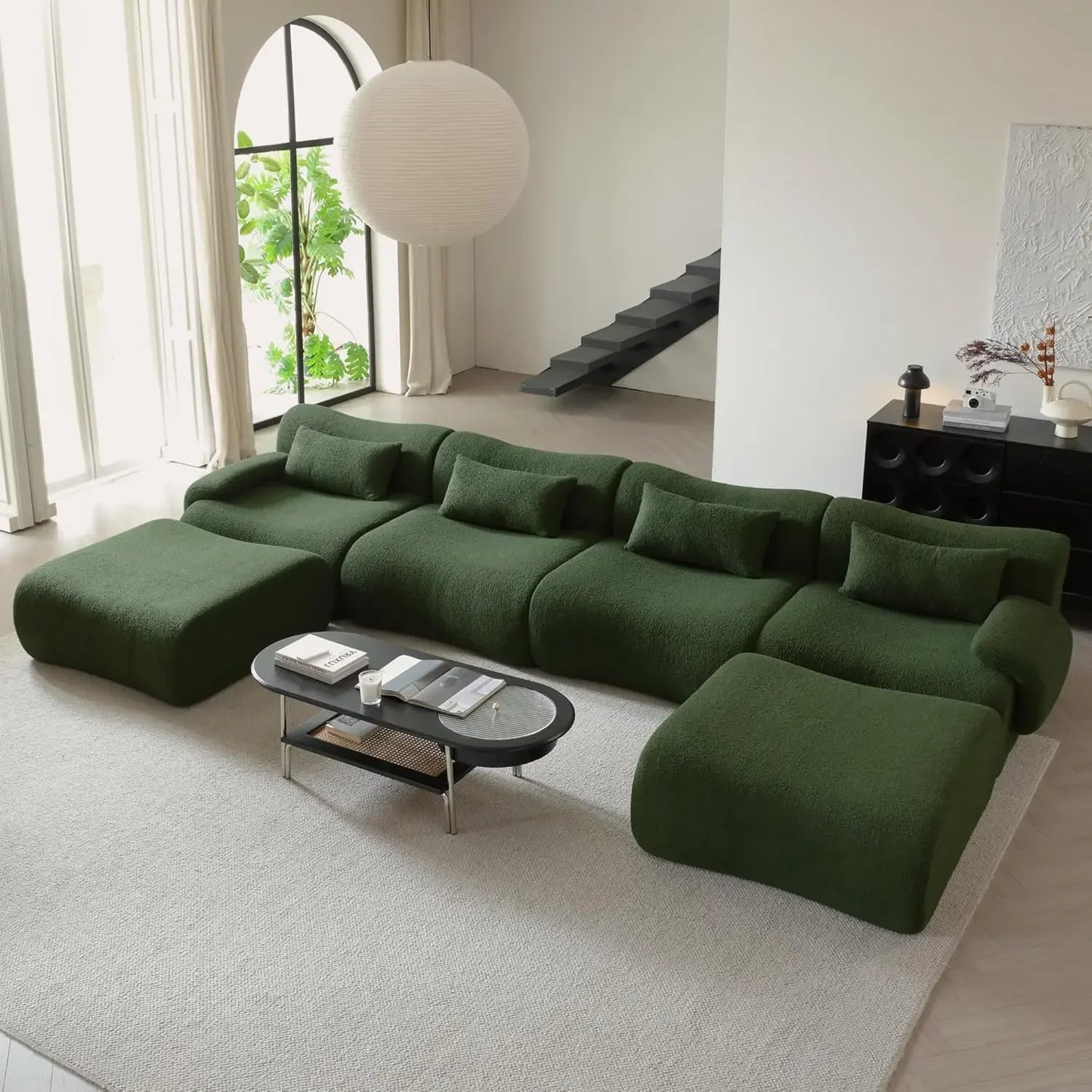 115" Modular Sectional Sofa, Deep Seat Teedy Boucle Boneless L-Shaped Sofa, Modern Oversized Cloud Couch Sectional, Customized