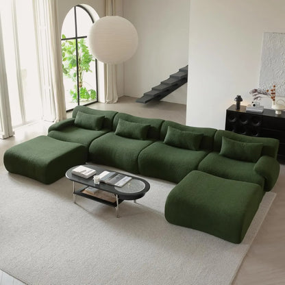 115" Modular Sectional Sofa, Deep Seat Teedy Boucle Boneless L-Shaped Sofa, Modern Oversized Cloud Couch Sectional, Customized