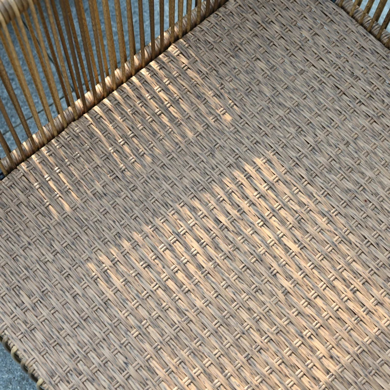 New Comming Outdoor PE Brown Wicker 2Seats Sofa With Grey Cushion And Table Set The Fabric Uses Polyester Material Black Brown