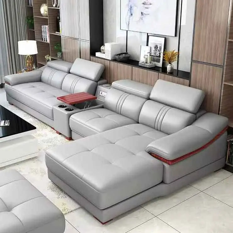Modern, minimalist, genuine leather, sofa, imported, living room, corner, princess