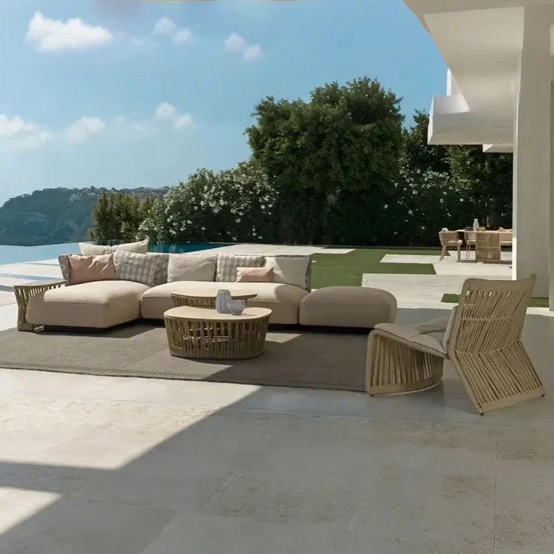 Outdoor Suit High Quality Royal Hotel Furniture Waterproof Patio Garden Couch Rope Sofa Outdoor Furniture Set