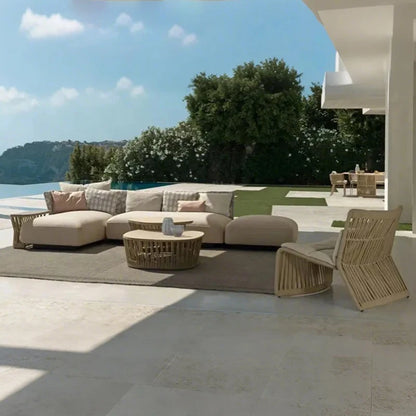 Outdoor Suit High Quality Royal Hotel Furniture Waterproof Patio Garden Couch Rope Sofa Outdoor Furniture Set