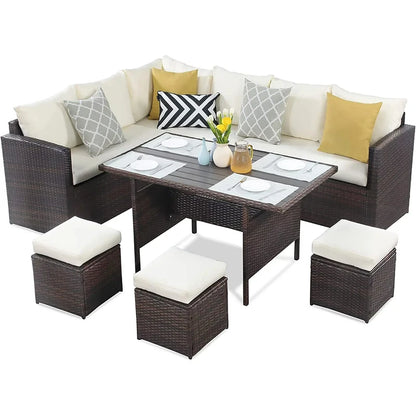 Sales Reasonable Price Plastic Material Outdoor Modern Patio Rattan Sofa Garden Furniture with Cushions