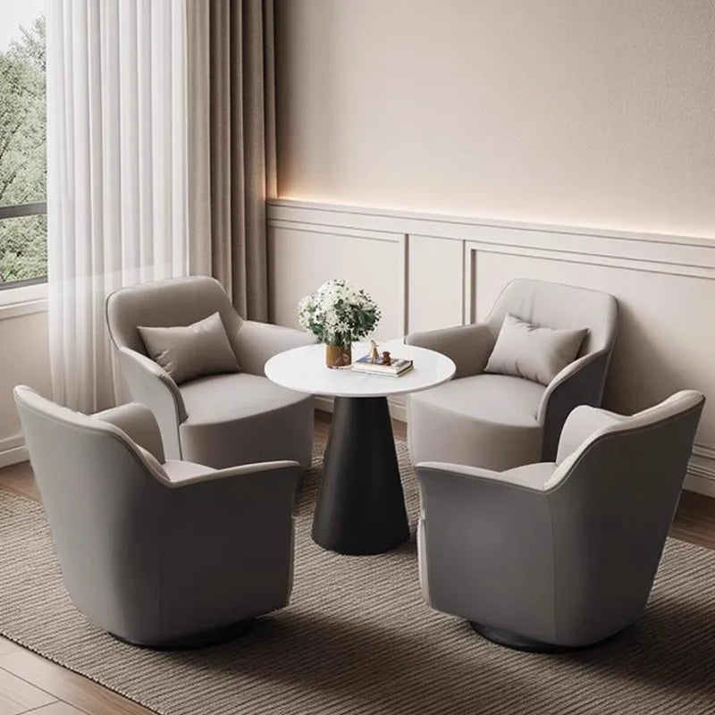 Modern simple negotiation table and chair combination Light luxury hotel reception leather sofa chair