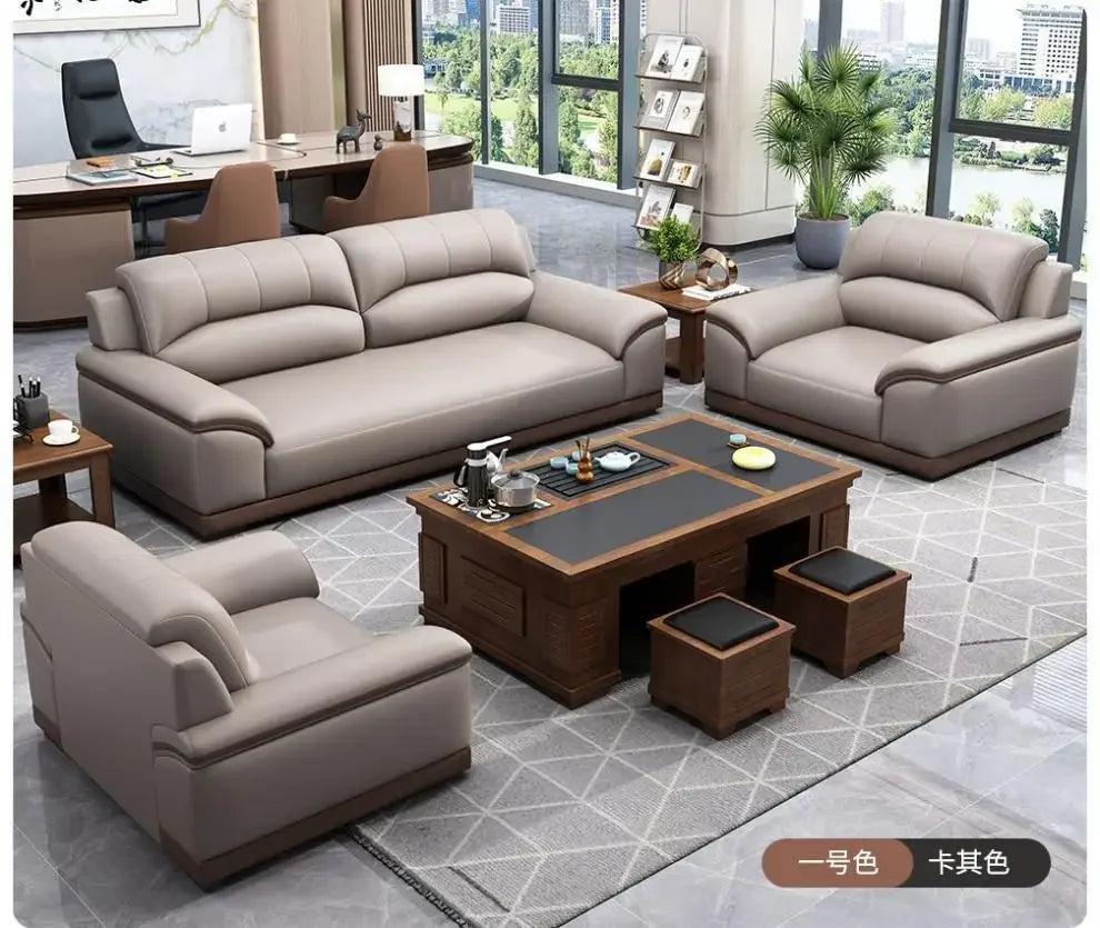 Leather latex office sofa, piano key combination sofa