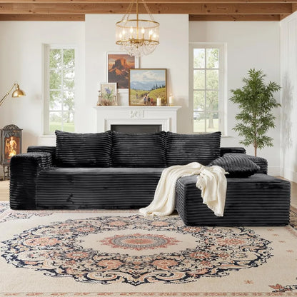 106'' Modular Sectional Sofa, L-Shaped Boneless Cloud Couch with Chaise Lounge, 4-in-1 Flexible Combination Faux Rabbit Fur