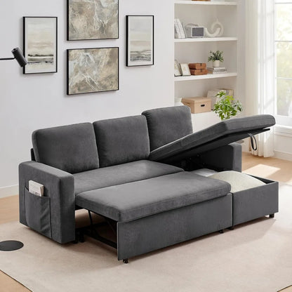 new 85" Convertible Sofa Bed with Detachable Chenille Cover - Soft Futon Sleeper Sofa for Living Room, Office & Apartment - Grey