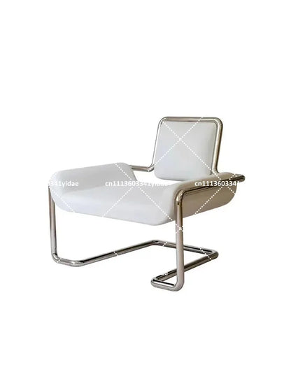 Mid-Century Modern Lounge Chair with Metal Legs, Brown Faux Leather Accent Chair for Living Room