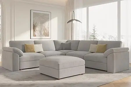 Modular Sectional Couch,Chenille Large L Shape Sectional Sofa Modern Luxury Deep seat Modular Sofa Removable and Washable,White