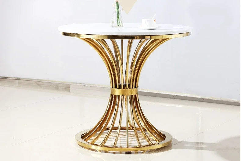 Nordic Minimalist Marble Coffee Tables Light Luxury Living Room Side Table Golden Iron Round Coffee Table Modern Home Furniture