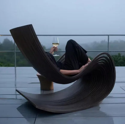 Rocking Chair Single Solid Wood Lounge Chair Lazy Sofa Chair for Living Room Balcony