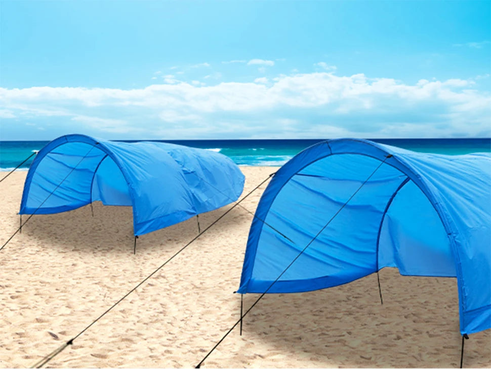 WESTTUNE Portable Beach Shade Compact Wind-Powered Beach Canopy Foldable Outdoor Sun Shelter Beach Tent for 8 People 200 Sq. Ft.