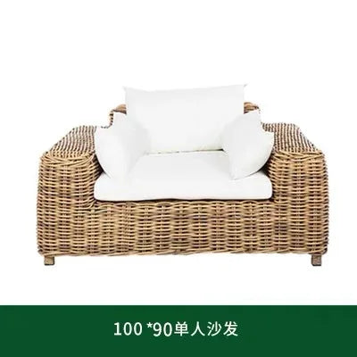 Outdoor sofa courtyard rattan chair three-piece indoor living room sofa combination villa rattan sofa chair sunscreen furniture