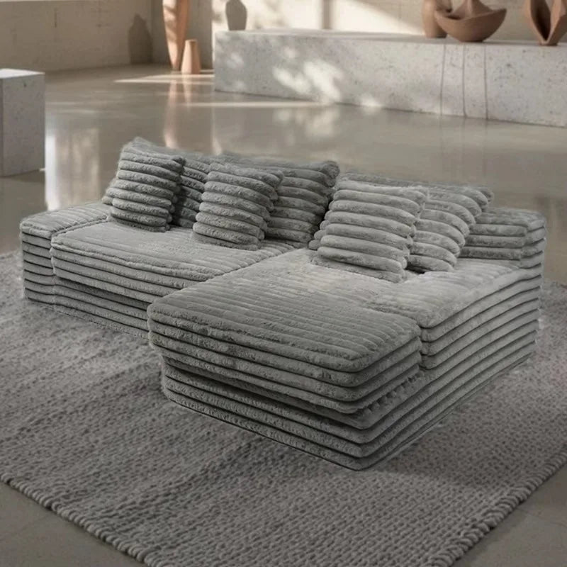 Modern New L-Shape Sofa for Living Room Compressed Furniture Compression Fabric Sectional Foam for Apartment Mall Villa School