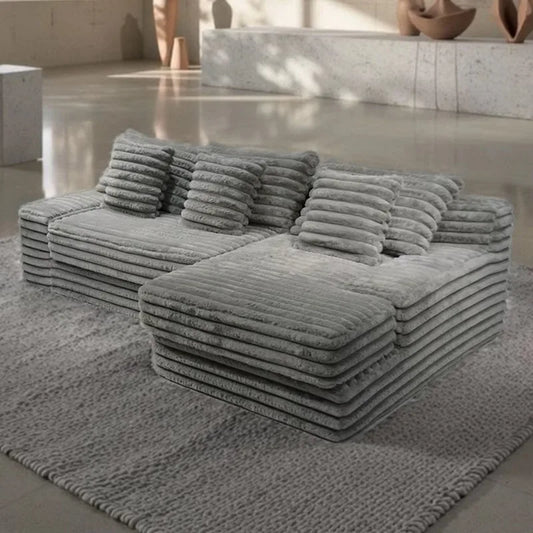 Modern New L-Shape Sofa for Living Room Compressed Furniture Compression Fabric Sectional Foam for Apartment Mall Villa School