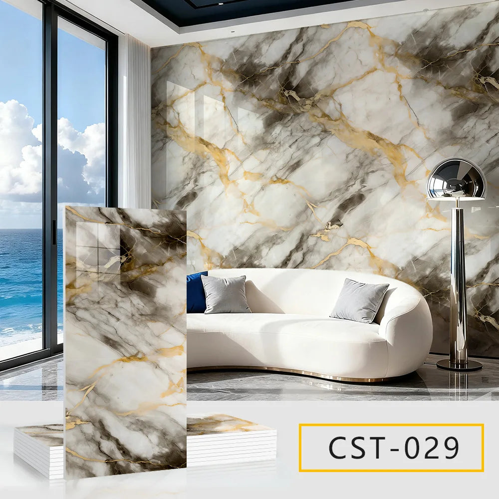 5pcs 30x60cm PVC Kitchen Backsplash Panel Marble Self-Adhesive Waterproof Oil Proof for Stove Cabinet Renovators